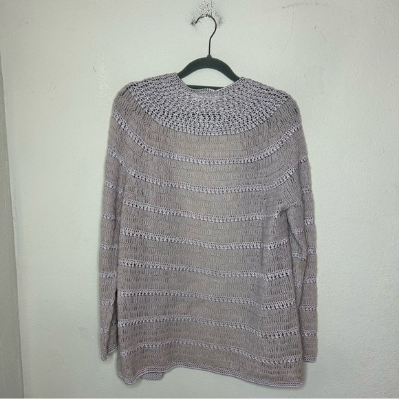Snow Lotus Gray Knit Cardigan with Open-Front Design Medium - Picture 8 of 8